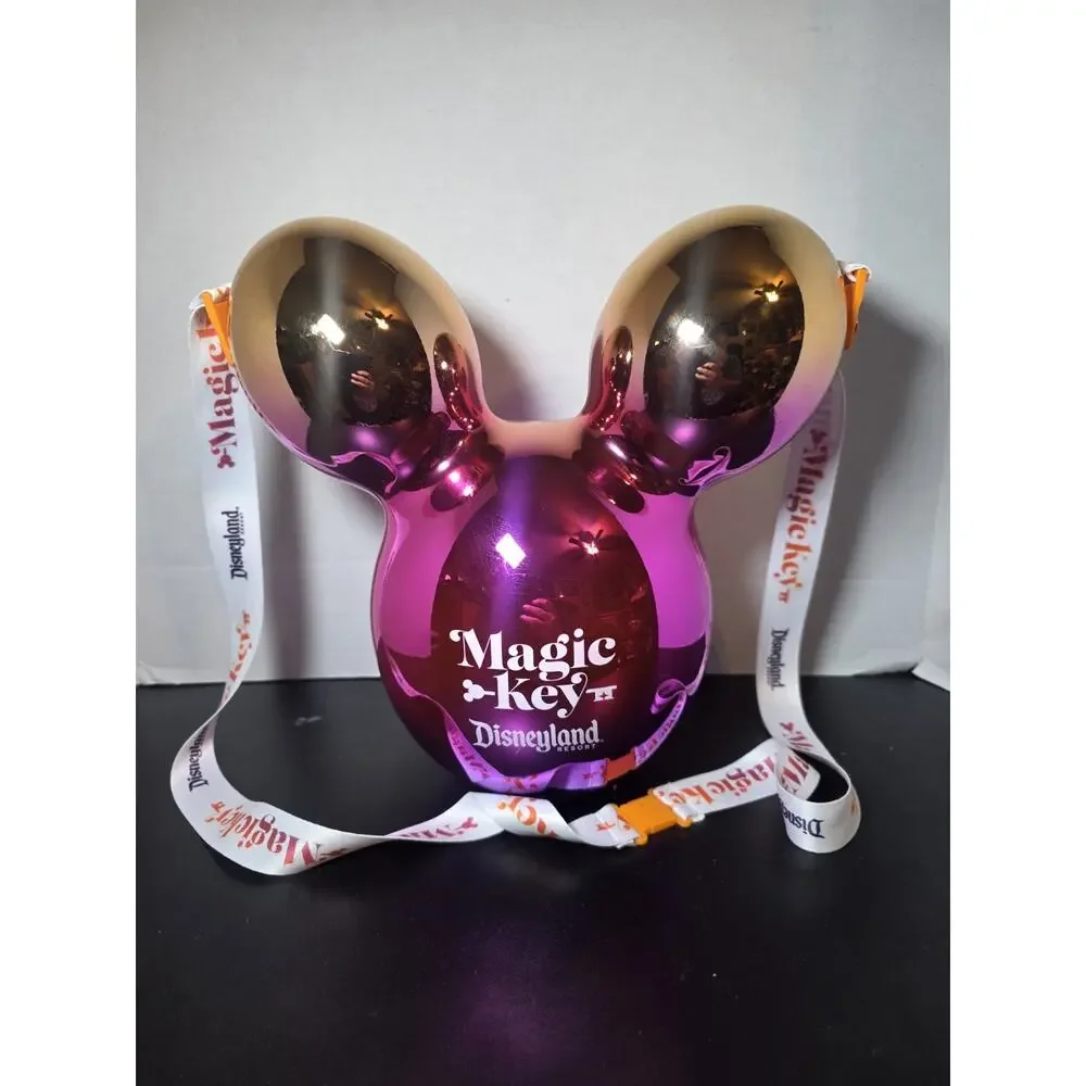 Disney Magic Key Metallic Pink Orange Ombre Balloon Mickey Popcorn Bucket